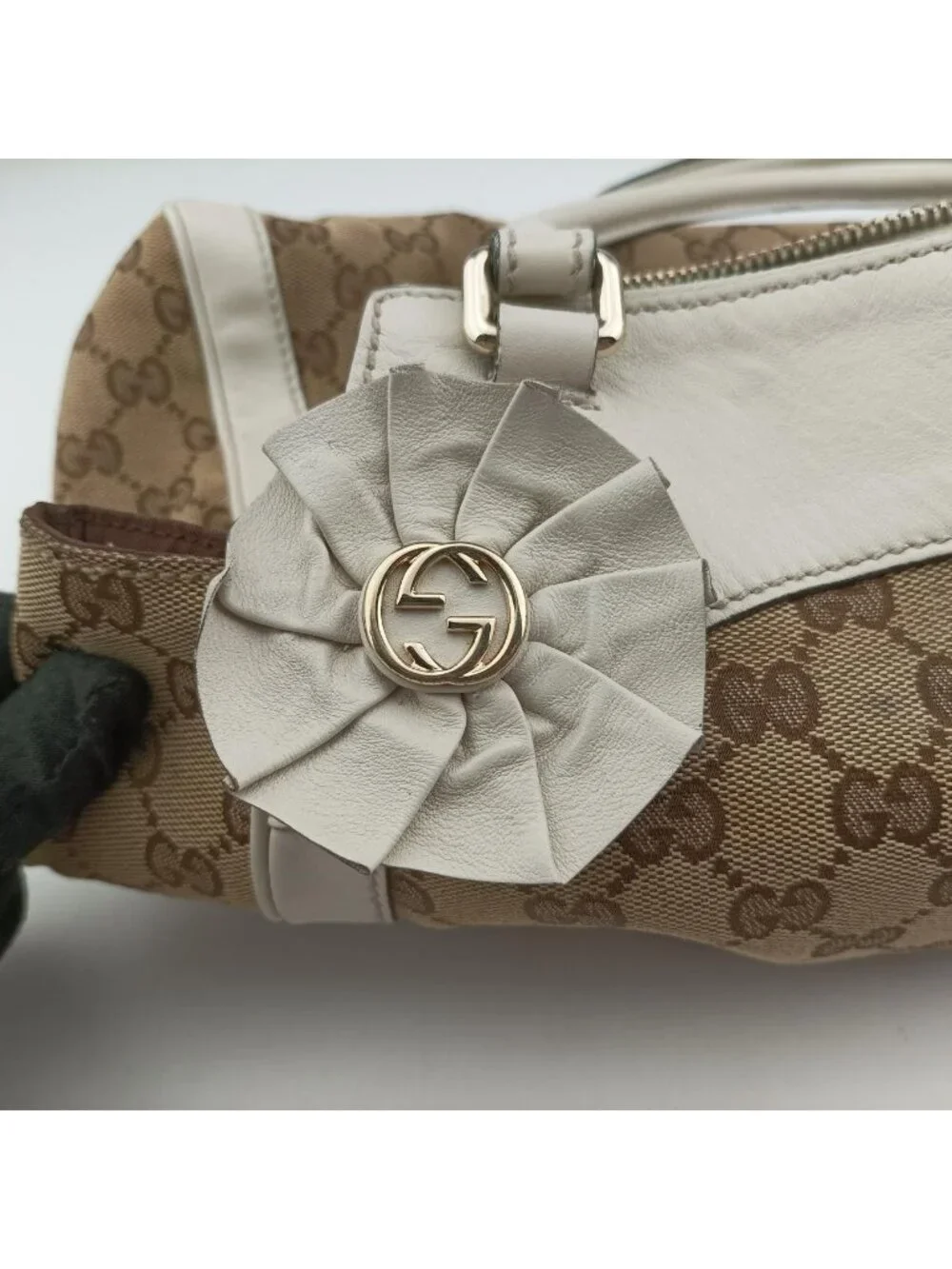 Gucci GG Abbey Brown Canvas Leather Shoulder